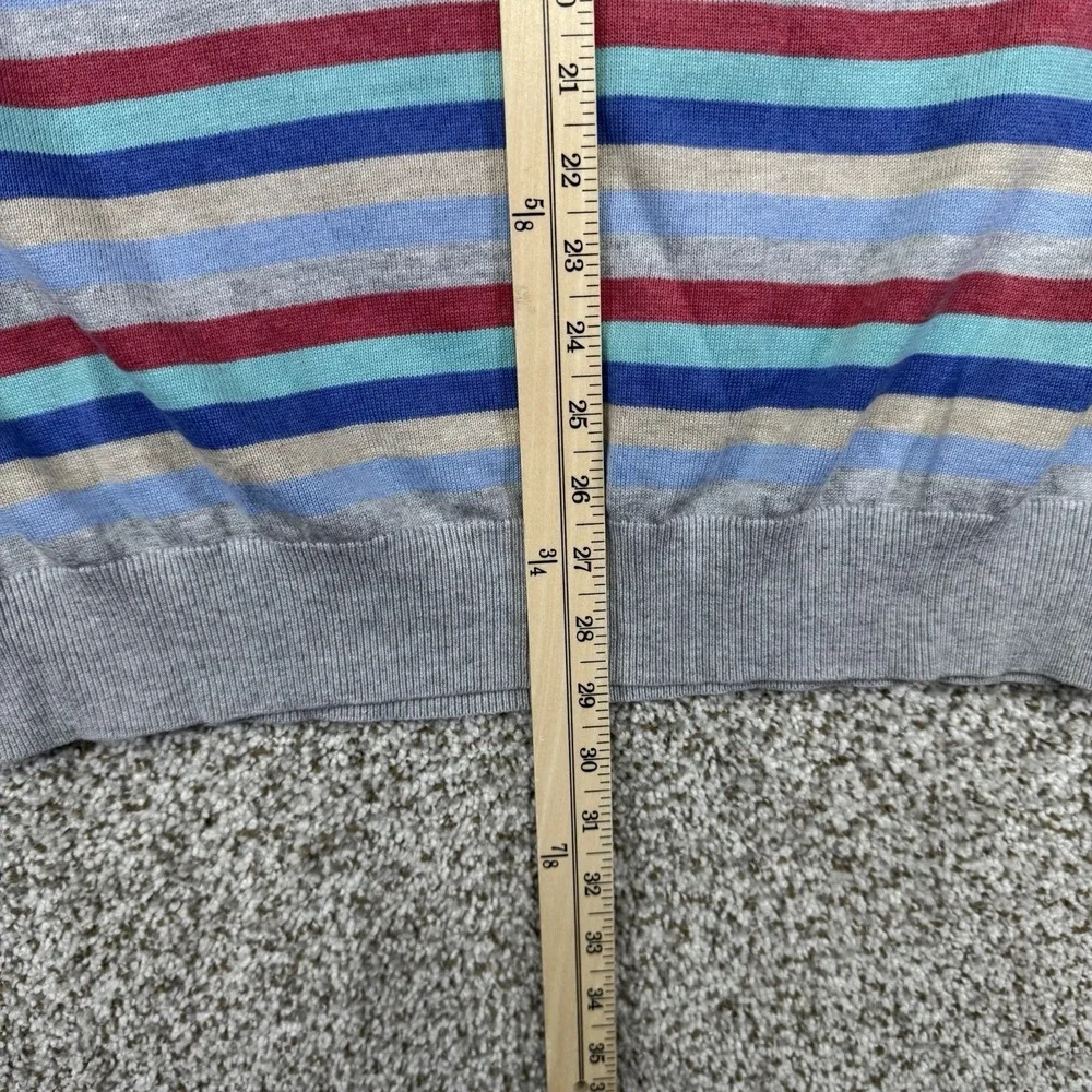 Peter Millar Sweater Men's Large Striped 1/4 Zip Pima Cotton Silk Cashmere Knit - Picture 14 of 15